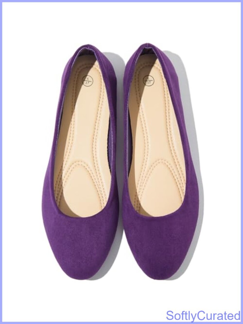 Suede Ballet Flats Round Toe Memory Foam Comfort Office Shoes